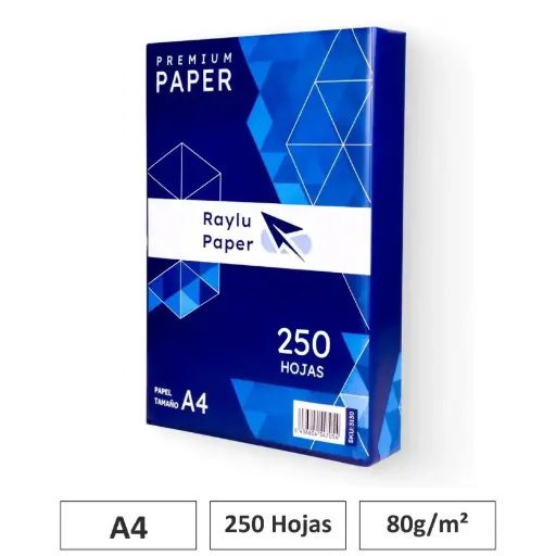 [002473] PAPEL RAYLU PAPER A4 PREMIUM 80GR 250 HOJAS