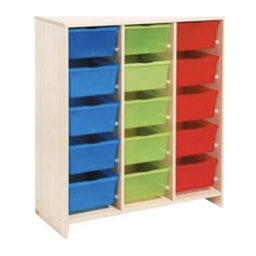 Mueble alto con 15 cajones de varios colores (haya)