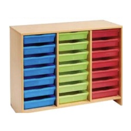 Mueble bajo con 21 cajones de varios colores (abedul)