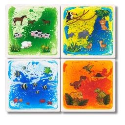 Baldosas de suelo líquidas de animales, set de 4 de 30 cm