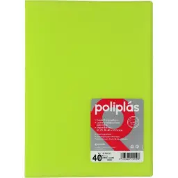 Carpeta Poliplas Con Fundas Din A4 40 Fundas Pp Soldadas Al Lomo Verde