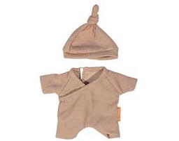 Pijama marrón con gorro para muñeco de 21 cm