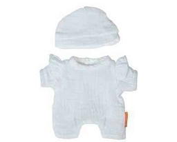 Pijama blanco con gorro para muñeco de 21 cm