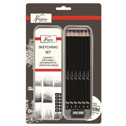 [600411] LÁPICES DE GRAFITO NASSAU 6 DUREZAS CON ESTUCHE METÁLICO