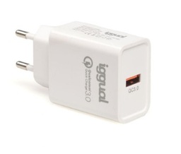 Iggual Cargador 1xusb Carga Rápida Qc3.0 18w