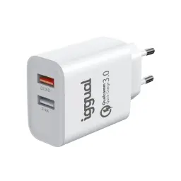 Iggual Cargador Doble 2xusb Carga Rápida Qc3.0 30w