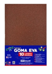 HOJAS DE GOMA EVA CON PURPURINA UNICOLOR MARRON 40x60CM