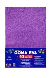 HOJAS DE GOMA EVA CON PURPURINA UNICOLOR MORADO 40x60CM