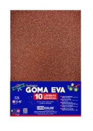 HOJAS DE GOMA EVA CON PURPURINA UNICOLOR NARANJA 40x60CM