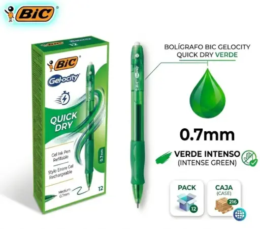 [081395] BOLÍGRAFO BIC GELOCITY QUICK DRY VERDE