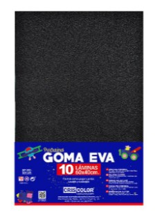 [825137] HOJAS DE GOMA EVA CON PURPURINA UNICOLOR NEGRO 40x60