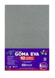 HOJAS DE GOMA EVA CON PURPURINA UNICOLOR PLATA 40x60CM