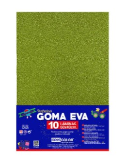 [825413] HOJAS DE GOMA EVA CON PURPURINA UNICOLOR VERDE CLARO 40x60