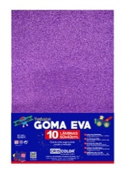 HOJAS DE GOMA EVA CON PURPURINA UNICOLOR VIOLETA 40x60CM