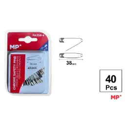 Imperdible Metálico Plateado 38mm Pack 40 Uds