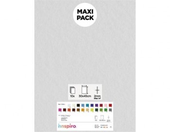 [650380] LAMINA FIELTRO ACRÍLICO BLANCO 30x45 CM 160 g/m² PACK 10 UNIDADES INNSPIRO