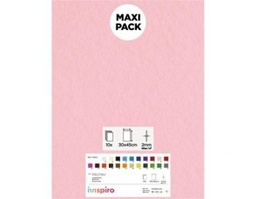LAMINA FIELTRO ACRÍLICO ROSA CLARO 30x45 CM 160 g/m² PACK 10 UNIDADES INNSPIRO