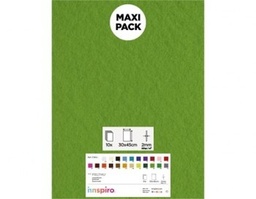 LAMINA FIELTRO ACRÍLICO VERDE CITRICO 30x45 CM 160 g/m² PACK 10 UNIDADES INNSPIRO