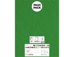 LAMINA FIELTRO ACRÍLICO VERDE FUERTE 30x45 CM 160 g/m² PACK 10 UNIDADES INNSPIRO