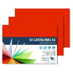 Cartulinas Raylu A3 180 Gramos Rojo Tomate 50 Hojas