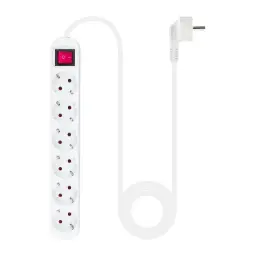 Regleta 6 Tomas Con Interruptor Blanca Cable De 1.4 Metros