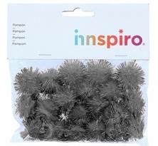 Pompon Brillante Negro 25mm 20 Uds