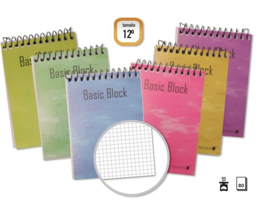 [001138] BLOC ESPIRAL GOLDEN 12º APAISADO 85×125MM 80 HOJAS 60 G/M² CUADRÍCULA