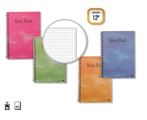 [001141] BLOC ESPIRAL GOLDEN 12º NATURAL 85 × 125MM 80 HOJAS, 60 G/M² CUADRÍCULA