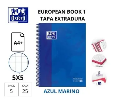 [029105] BLOC OXFORD A4+ ESPIRAL CUADRÍCULA 5 MM AZUL (EUROPEANBOOK 1) 