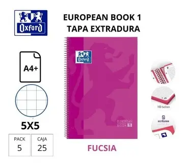 [028519] BLOC OXFORD A4+ ESPIRAL CUADRÍCULA 5 MM FUCSIA (EUROPEANBOOK 1) 