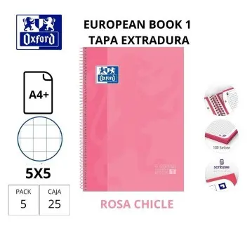 [028520] BLOC OXFORD A4+ ESPIRAL CUADRÍCULA 5 MM ROSA CHICLE (EUROPEANBOOK 1) 