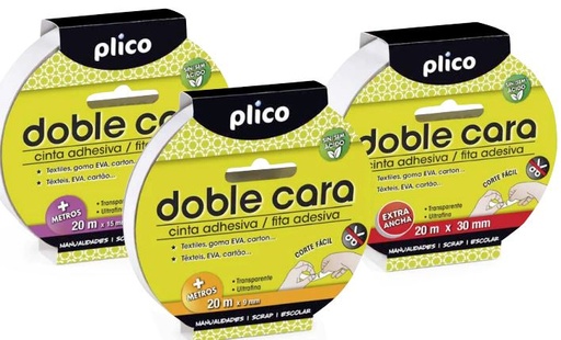 [825016] CINTA ADHESIVA DOBLE CARA PLICO 15MM×20M  TRANSPARENTE 