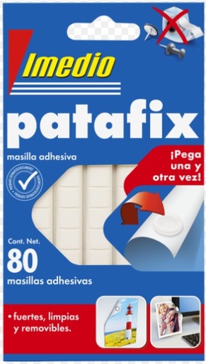 [825555] MASILLA ADHESIVA PATAFIX REMOVIBLE 80 UNIDADES IMEDIO