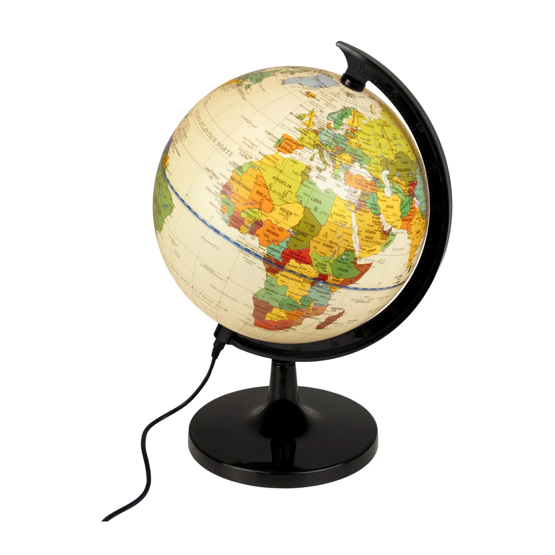 Globo Terráqueo Iluminado Giratorio 20cm Crema Raylu