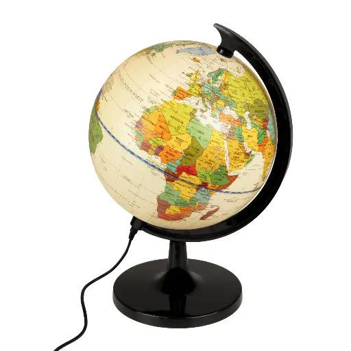 [630290] GLOBO TERRÁQUEO ILUMINADO GIRATORIO 20CM CREMA RAYLU