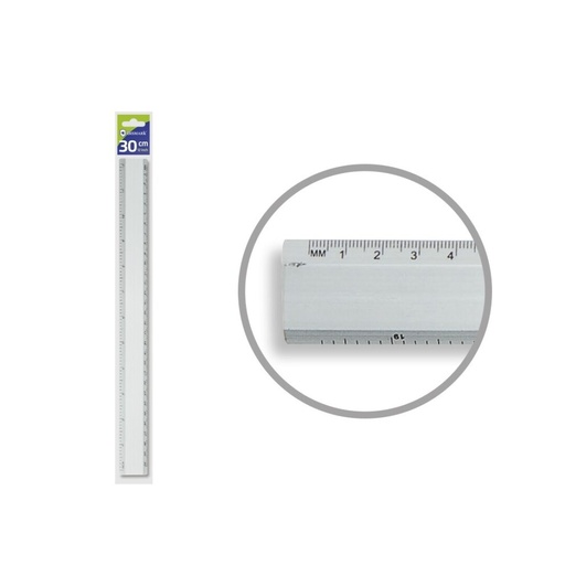 [600276] REGLA DE ALUMINIO 50CM CON BISEL Y ESCALA MILIMETRADA BISMARK