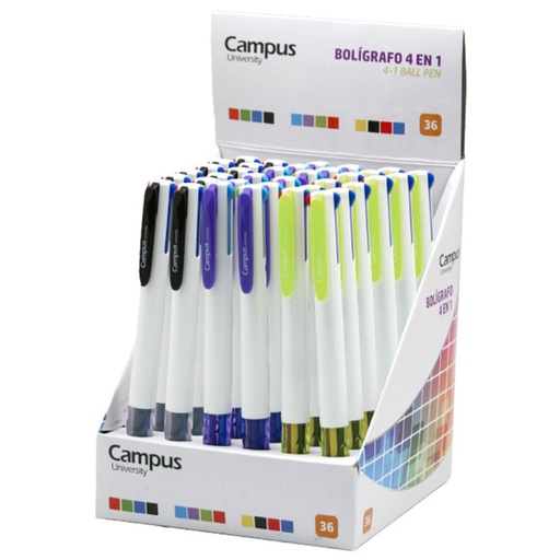 [081416] BOLÍGRAFO 4 COLORES QUADRACOLOR PRO 4 EXPOSITOR DE 36 UNIDADES
