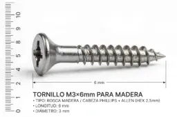 Tornillo Estrella M3x6mm Acero