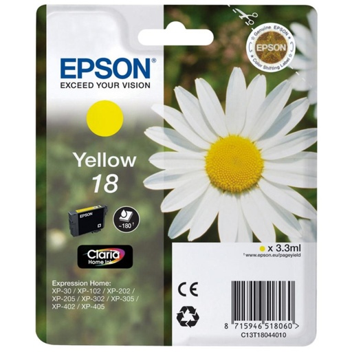 [166280] EPSON EXPRESSION HOME XP-102/205/305/405 CARTUCHO AMARILLO Nº18