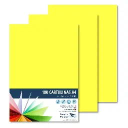 Cartulina Raylu A4 180 Gramos Amarillo Limon Pk 100 Hojas