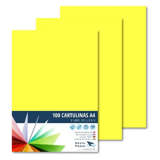 [220554] CARTULINA RAYLU PAPER A4 180 g/m² AMARILLO LIMON