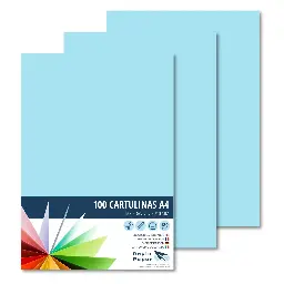 Cartulina Raylu A4 180 Gramos Azul Celeste Pk 100 Hojas