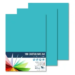 Cartulina Raylu A4 180 Gramos Azul Turquesa Pk 100 Hojas