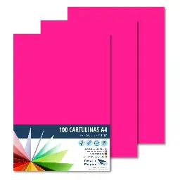 Cartulina Raylu A4 180 Gramos Fucsia Pk 100 Hojas