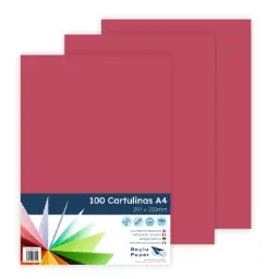 Cartulina Raylu A4 180 Gramos Rojo Pk 100 Hojas