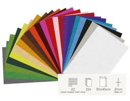 Fieltro 22 Laminas Surt. Color 30x45cm