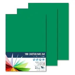 Cartulina Raylu A4 180 Gramos Verde Pino Pk 100 Hojas