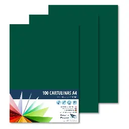 Cartulina Raylu A4 180 Gramos Verde Selva Pk 100 Hojas