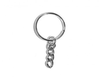 [650285] LLAVERO DOBLE VUELTA CON CADENA METÁLICO PLATEADO Ø25MM INNSPIRO 24ud