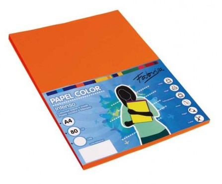[001162] PAPEL A4 80G 100 HOJAS COLOR NARANJA MEDIO